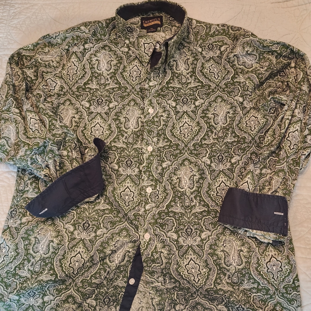 Cremieux Mens XL dress shirt green